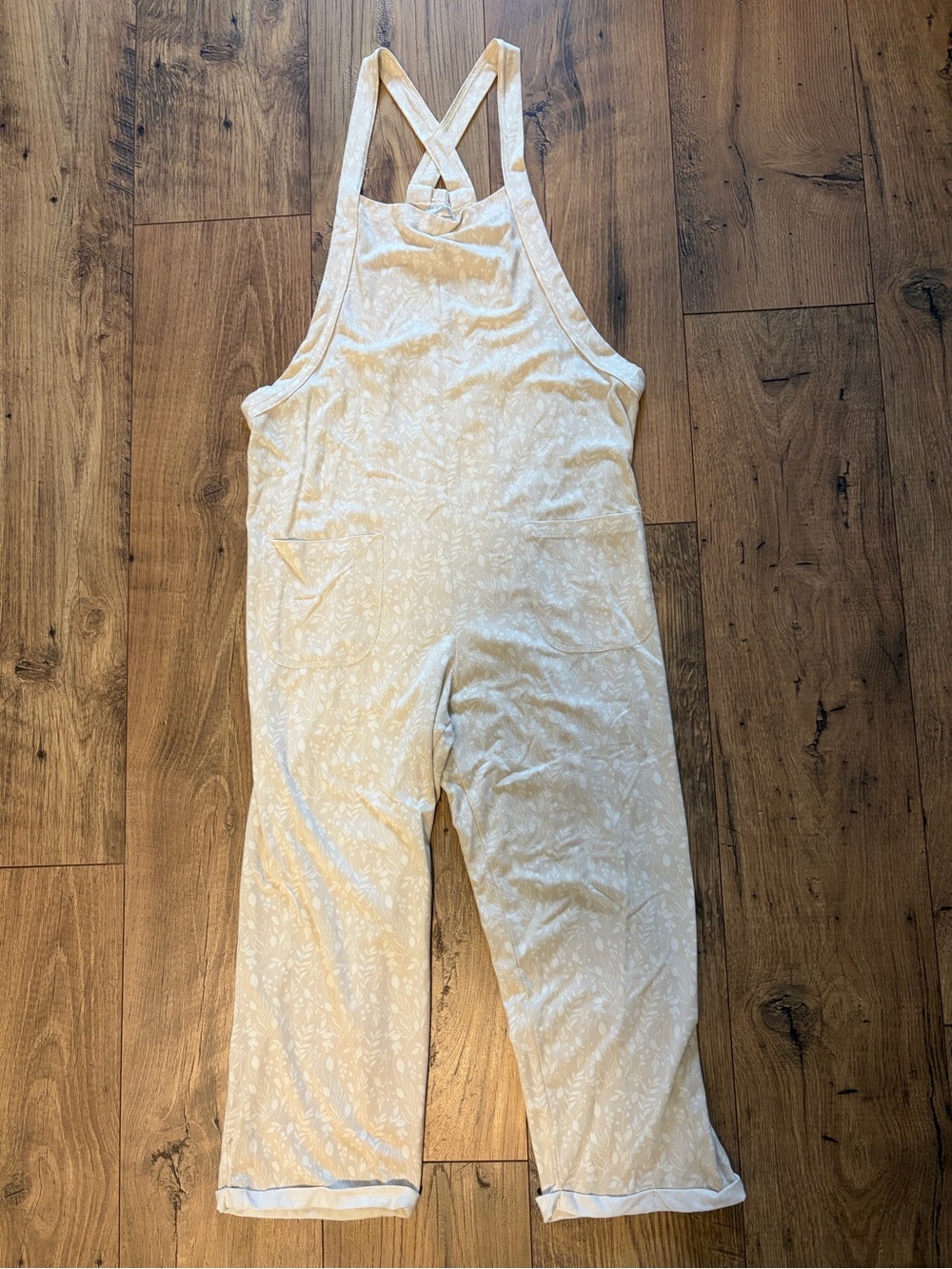 Jax & Lennon Light Cream Floral Overalls Jumpsuit Romper Size Extra Small XS